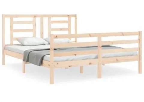 Cadru de pat cu tăblie, 160x200 cm, lemn masiv - 2/5