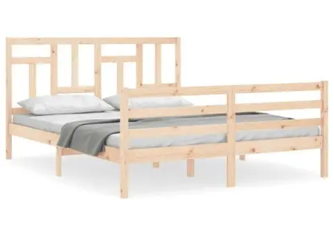 Cadru de pat cu tăblie, 160x200 cm, lemn masiv - 2/5