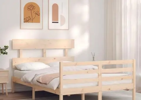 Cadru de pat cu tăblie, 140x200 cm, lemn masiv - 3/5