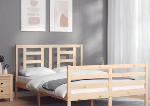 Cadru de pat cu tăblie, 120x200 cm, lemn masiv - 1/5