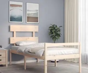 Cadru de pat senior cu tăblie, 90x200 cm, lemn masiv