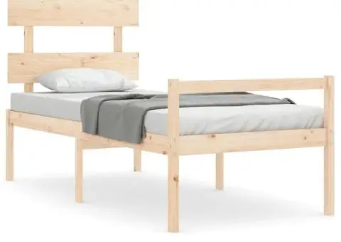 Cadru de pat senior cu tăblie, 90x200 cm, lemn masiv - 2/5