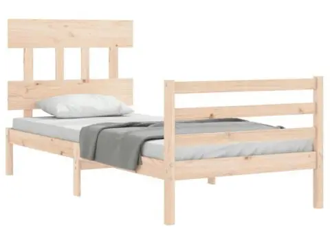 Cadru de pat cu tăblie single, lemn masiv - 4/5