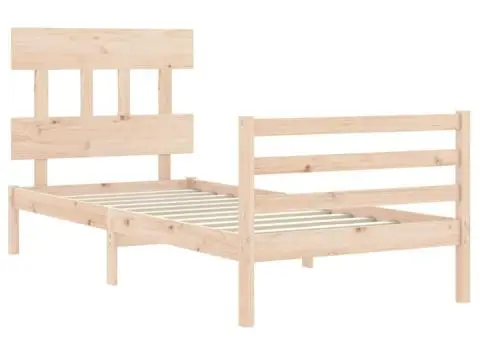 Cadru de pat cu tăblie single, lemn masiv - 5/5