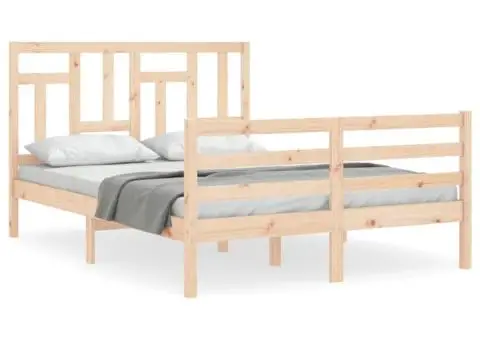 Cadru de pat cu tăblie, dublu mic, lemn masiv - 2/5