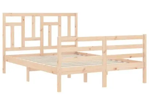 Cadru de pat cu tăblie, dublu mic, lemn masiv - 3/5