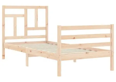 Cadru de pat cu tăblie, 90x200 cm, lemn masiv - 3/5