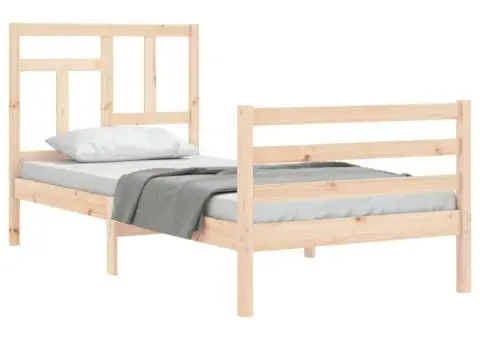 Cadru de pat cu tăblie, 90x200 cm, lemn masiv - 5/5