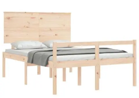 Cadru de pat senior cu tăblie dublu mic, lemn masiv - 4/5