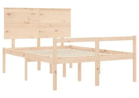 Cadru de pat senior cu tăblie dublu mic, lemn masiv - 5/5