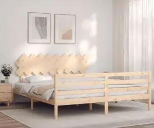 Cadru de pat cu tăblie Super King Size, lemn masiv