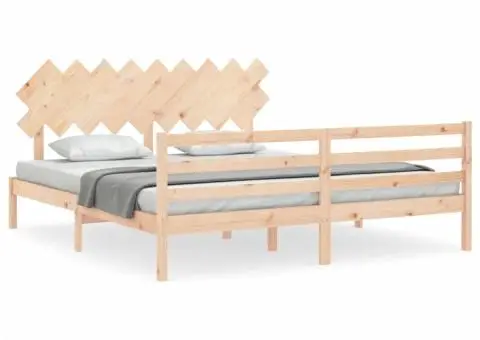 Cadru de pat cu tăblie Super King Size, lemn masiv - 2/5