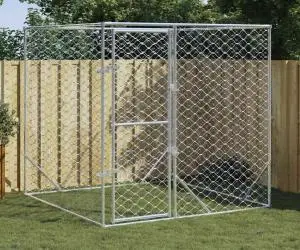 Padoc de exterior pentru câini argintiu 2x2x2 m oțel galvanizat