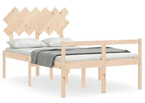 Cadru de pat senior cu tăblie dublu mic, lemn masiv - 2/5