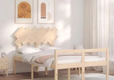 Cadru de pat senior cu tăblie dublu, lemn masiv - 1/5