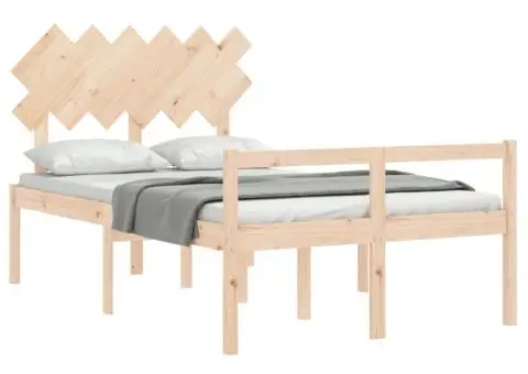 Cadru de pat senior cu tăblie dublu, lemn masiv - 4/5