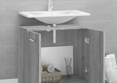 Dulap de baie, gri sonoma, 60x33x60 cm, lemn prelucrat - 3/5