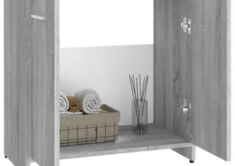 Dulap de baie, gri sonoma, 60x33x60 cm, lemn prelucrat - 4/5