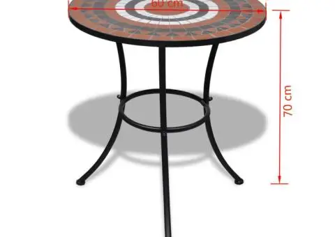 Masă de bistro, cărămiziu și alb, 60 cm, mozaic - 5/5