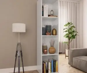 Bibliotecă/DulapTV alb extralucios 36x30x143 cm lemn prelucrată