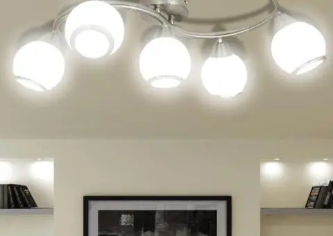 Plafonieră cu abajururi de sticlă pe șină ondulată - 1/5