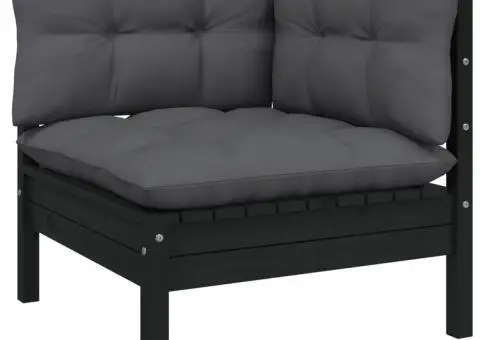Set mobilier de grădină cu perne 10 piese negru lemn masiv pin - 5/5