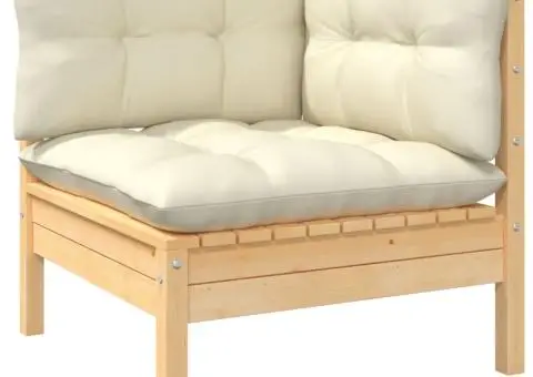 Set mobilier grădină cu perne crem, 10 piese, lemn masiv de pin - 3/5