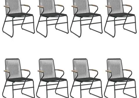 Set masă pentru grădină, 9 piese, negru, ratan PVC - 4/5