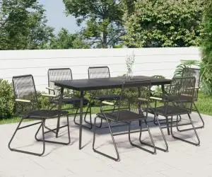 Set mobilier de grădină, 7 piese, negru, ratan PVC