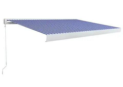 Copertină manuală tip casetă, albastru și alb, 450 x 300 cm - 2/5