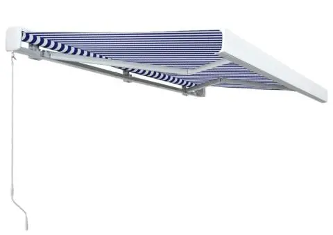 Copertină manuală tip casetă, albastru și alb, 450 x 300 cm - 3/5