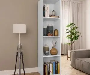 Bibliotecă/Dulap TV, alb, 36x30x143 cm, lemn prelucrat