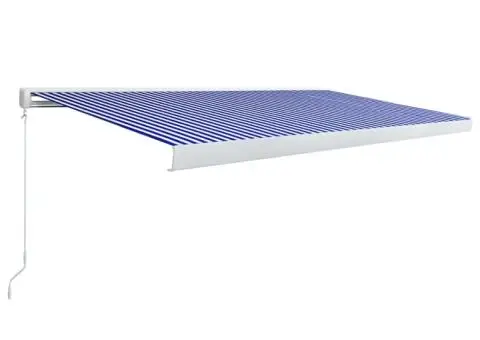 Copertină manuală tip casetă, albastru și alb, 500 x 300 cm - 2/5