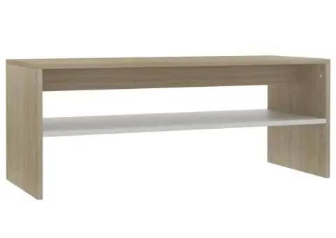 Măsuță de cafea alb și stejar Sonoma 100x40x40cm lemn prelucrat - 2/5