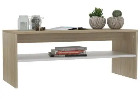 Măsuță de cafea alb și stejar Sonoma 100x40x40cm lemn prelucrat - 3/5