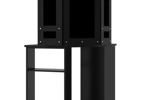 Masă de toaletă de colț, cu LED, negru, 111x54x141,5 cm - 5/5