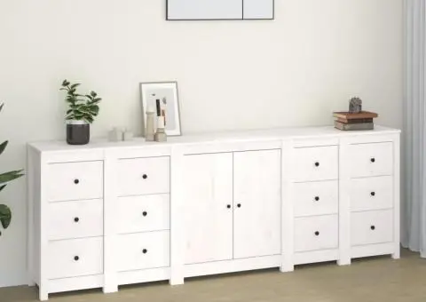 Servantă, alb, 230x35x80 cm, lemn masiv de pin - 1/5