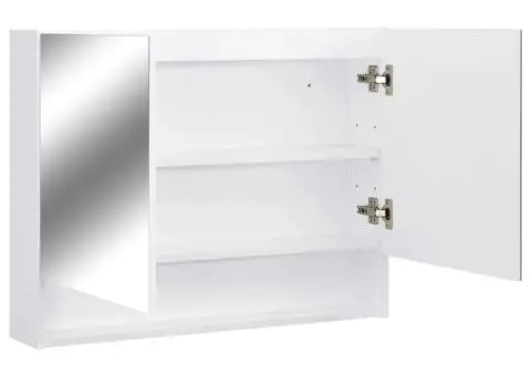 Dulap de baie cu oglindă și LED-uri, alb, 80x15x60 cm, MDF - 5/5