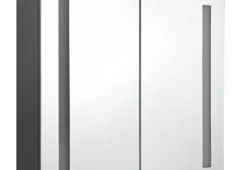 Dulap de baie cu oglindă și LED, gri, 62x14x60 cm - 3/5