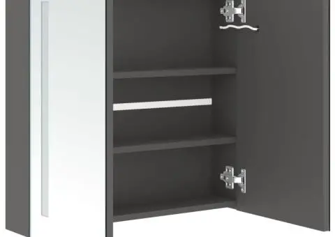 Dulap de baie cu oglindă și LED, gri, 62x14x60 cm - 5/5