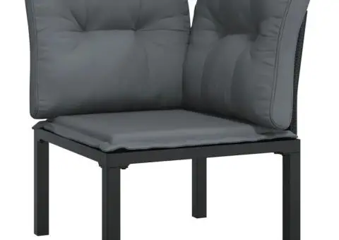 Set mobilier de grădină cu perne, 3 piese, negru/gri, poliratan - 4/5