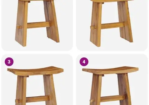 Taburet, lemn masiv de tec - 4/5