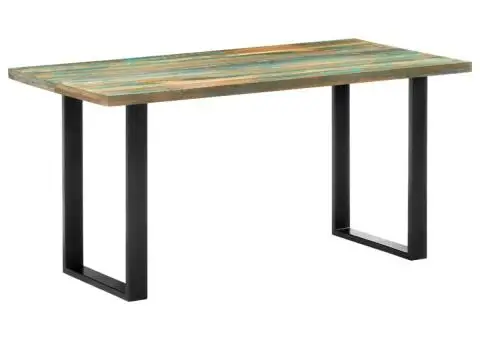 Masă de bucătărie, 160 x 80 x 75 cm, lemn masiv reciclat - 1/5