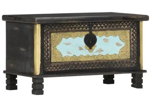 Ladă de depozitare, negru, 80 x 40 x 45 cm, lemn masiv de mango - 1/5