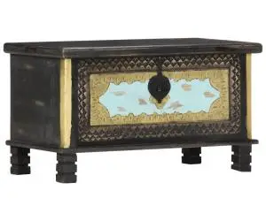 vidaXL Ladă de depozitare, negru, 80 x 40 x 45 cm, lemn masiv de mango