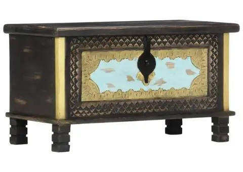 Ladă de depozitare, negru, 80 x 40 x 45 cm, lemn masiv de mango - 2/5