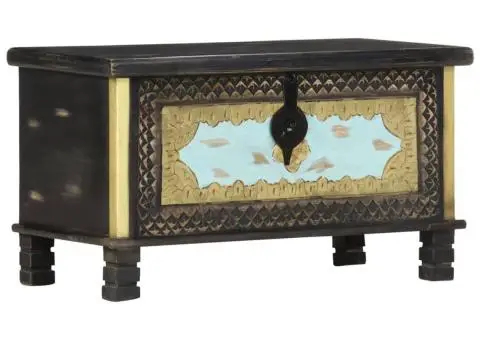 Ladă de depozitare, negru, 80 x 40 x 45 cm, lemn masiv de mango - 3/5