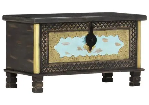 Ladă de depozitare, negru, 80 x 40 x 45 cm, lemn masiv de mango - 4/5