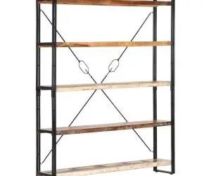 vidaXL Bibliotecă cu 5 rafturi, 140 x 30 x 180 cm, lemn masiv reciclat