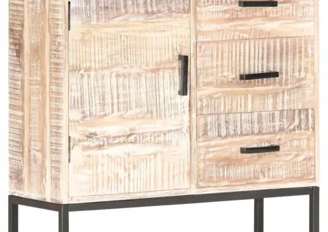 Servantă, alb, 73 x 30 x 75 cm, lemn masiv de acacia - 1/5